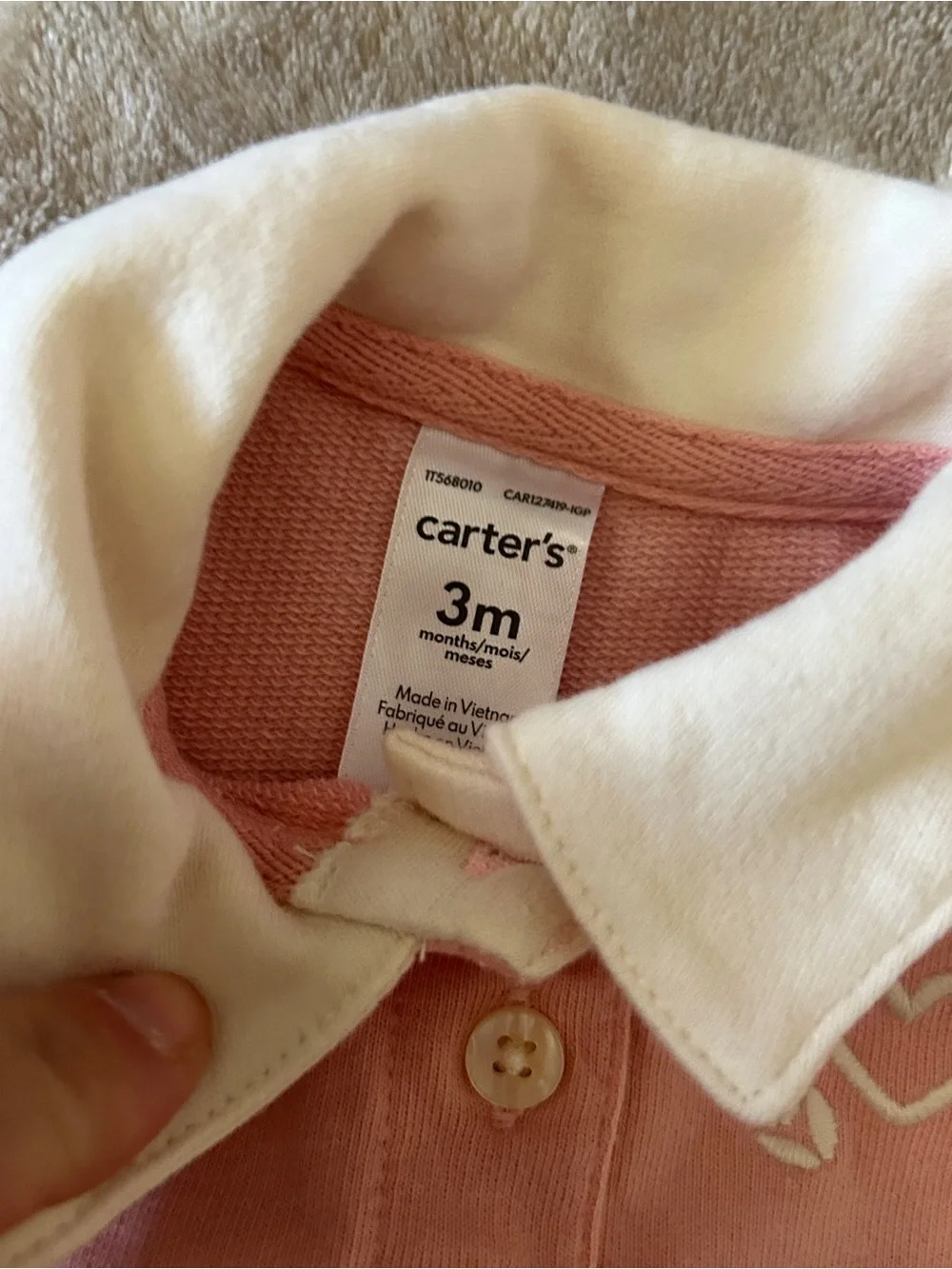 Carter's Pink Dress with White Collar and Matching Bloomers